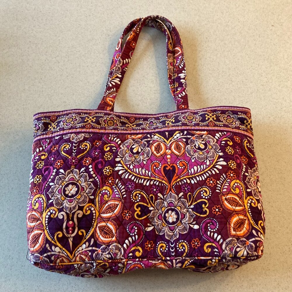 Vera Bradley Tote Shoulder Bag Purple Safari Sunset - Picture 7 of 14